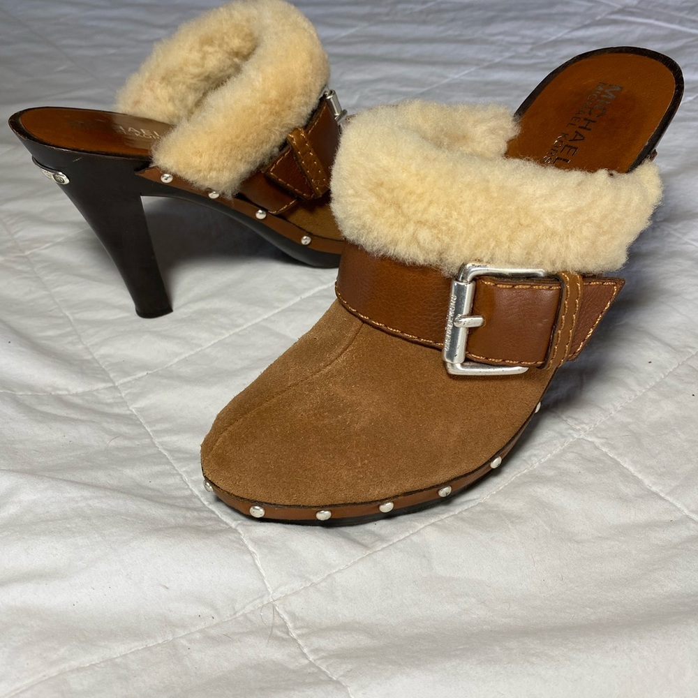 Michael Kors Suede Shearling Lined Clogs